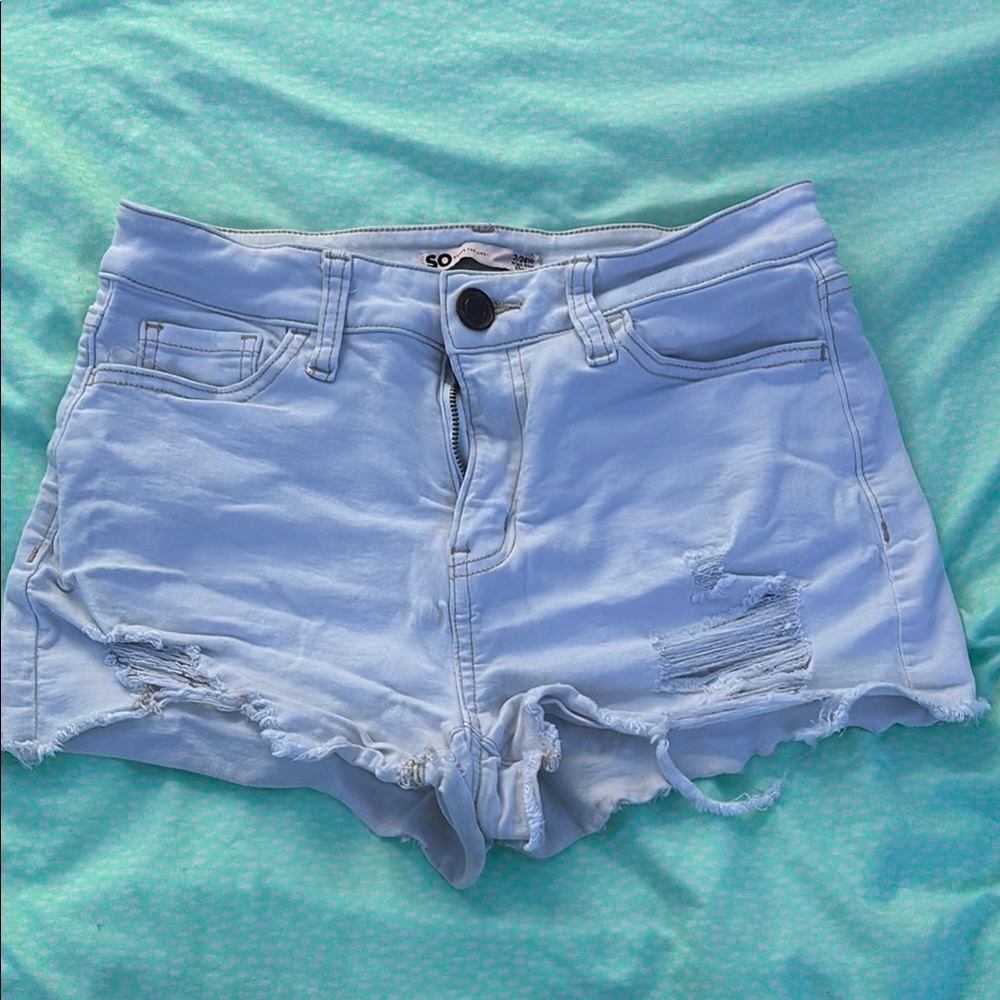 SO Light Blue Distressed Denim Shorts